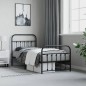 vidaXL Estructura de cama con cabecero y estribo metal negro 90x200 cm vidaXL Estructura de cama con cabecero y estribo metal negro 90x200 cm