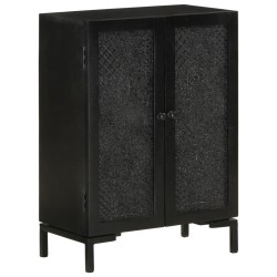 vidaXL Aparador de hierro y madera maciza de mango negro 55x30x77 cm