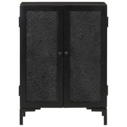 vidaXL Aparador de hierro y madera maciza de mango negro 55x30x77 cm