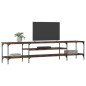 vidaXL Mueble TV madera ingeniería y hierro roble ahumado 201x35x45 cm vidaXL Mueble TV madera ingeniería y hierro roble ahumado 201x35x45 cm