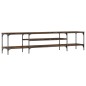 vidaXL Mueble TV madera ingeniería y hierro roble ahumado 201x35x45 cm vidaXL Mueble TV madera ingeniería y hierro roble ahumado 201x35x45 cm