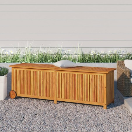 vidaXL Caja de almacenaje jardín con ruedas madera acacia 150x50x58 cm