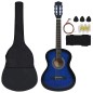 vidaXL Set de guitarra clásica niños principiantes 8 pzas azul 3/4 36" vidaXL Set de guitarra clásica niños principiantes 8 pzas azul 3/4 36"
