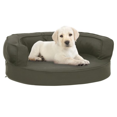 vidaXL Colchón para cama de perro ergonómico aspecto lino gris 60x42cm