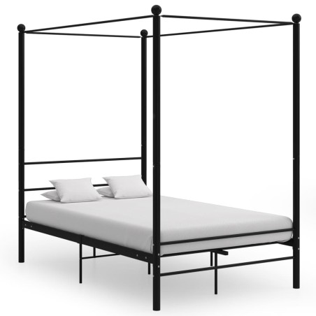 vidaXL Estructura de cama con dosel metal negro 120x200 cm 