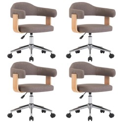 vidaXL Sillas comedor giratorias 4 uds madera curvada tela gris taupe