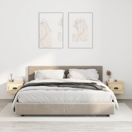 vidaXL Mesita de noche de pared 2 uds color roble Sonoma 41,5x36x28 cm