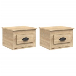 vidaXL Mesita de noche de pared 2 uds color roble Sonoma 41,5x36x28 cm