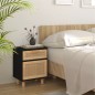 vidaXL Mesitas de noche 2 uds madera maciza pino negro ratán natural vidaXL Mesitas de noche 2 uds madera maciza pino negro ratán natural