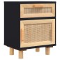vidaXL Mesitas de noche 2 uds madera maciza pino negro ratán natural vidaXL Mesitas de noche 2 uds madera maciza pino negro ratán natural
