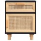 vidaXL Mesitas de noche 2 uds madera maciza pino negro ratán natural vidaXL Mesitas de noche 2 uds madera maciza pino negro ratán natural