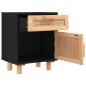 vidaXL Mesitas de noche 2 uds madera maciza pino negro ratán natural vidaXL Mesitas de noche 2 uds madera maciza pino negro ratán natural