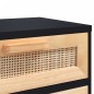 vidaXL Mesitas de noche 2 uds madera maciza pino negro ratán natural vidaXL Mesitas de noche 2 uds madera maciza pino negro ratán natural