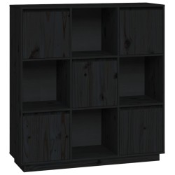vidaXL Aparador alto de madera maciza de pino negro 110,5x35x117 cm