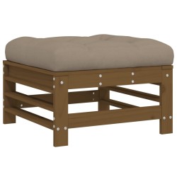 vidaXL Taburete de jardín con cojín madera maciza de pino marrón miel