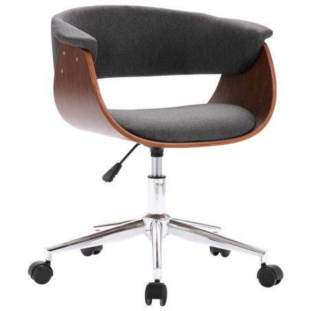 vidaXL Silla de oficina giratoria de madera curvada y tela gris 