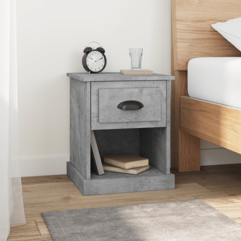 vidaXL Mesitas de noche 2 uds madera contrachapada gris 39x39x47,5 cm vidaXL Mesitas de noche 2 uds madera contrachapada gris 39x39x47,5 cm