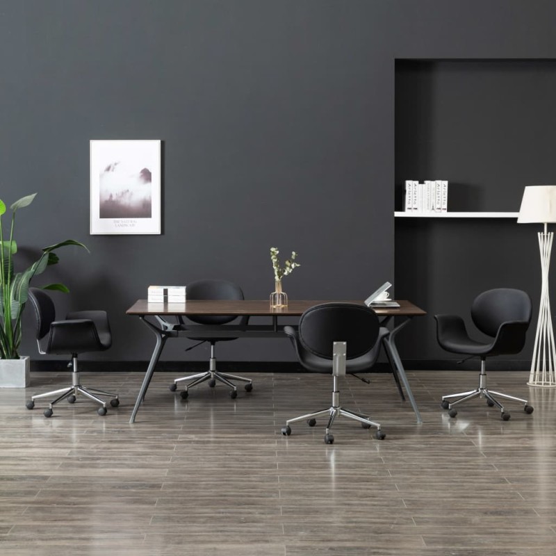 vidaXL Sillas de comedor giratorias 4 unidades cuero sintético negro vidaXL Sillas de comedor giratorias 4 unidades cuero sintético negro