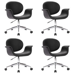 vidaXL Sillas de comedor giratorias 4 unidades cuero sintético negro