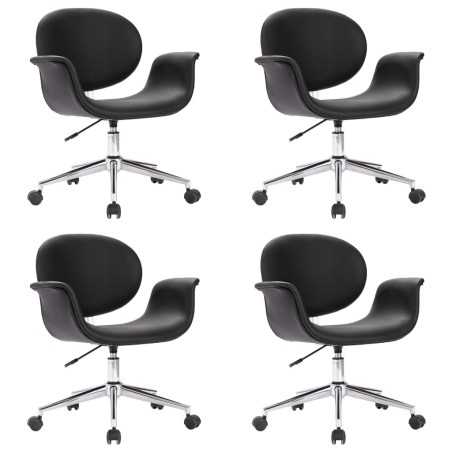 vidaXL Sillas de comedor giratorias 4 unidades cuero sintético negro