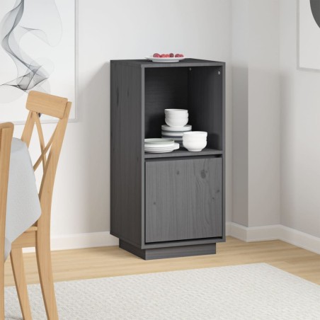 vidaXL Aparador de madera maciza de pino gris 38x35x80 cm