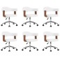 vidaXL Sillas de comedor giratorias 6 uds madera curvada cuero blanco