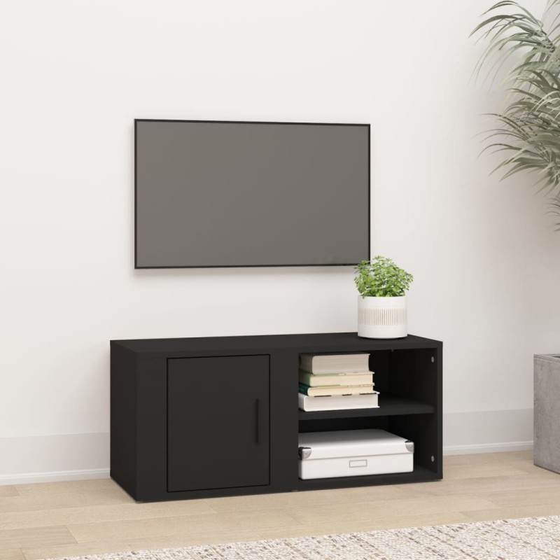 vidaXL Mueble para TV madera contrachapada negro 80x31,5x36 cm vidaXL Mueble para TV madera contrachapada negro 80x31,5x36 cm