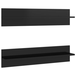 vidaXL Estante de pared 2 uds contrachapado negro brillo 80x11,5x18 cm