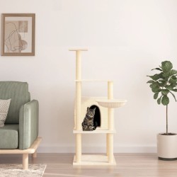 vidaXL Rascador para gatos con postes de sisal color crema 132 cm