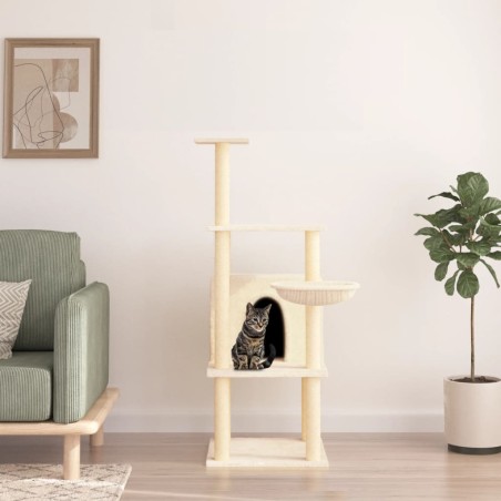 vidaXL Rascador para gatos con postes de sisal color crema 132 cm