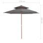vidaXL Sombrilla de dos pisos palo de madera 270 cm gris antracita vidaXL Sombrilla de dos pisos palo de madera 270 cm gris antracita