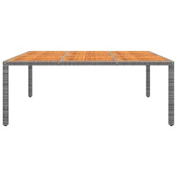 vidaXL Mesa de jardín madera acacia ratán sintético gris 200x150x75 cm