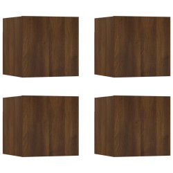 vidaXL Muebles para TV de pared 4 uds roble marrón 30,5x30x30 cm
