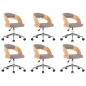 vidaXL Sillas comedor giratorias 6 uds madera curvada tela gris taupe vidaXL Sillas comedor giratorias 6 uds madera curvada tela gris taupe