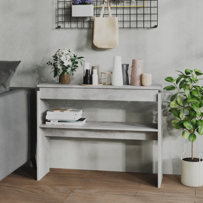vidaXL Mesa consola madera contrachapada gris hormigón 102x30x80 cm vidaXL Mesa consola madera contrachapada gris hormigón 102x30x80 cm
