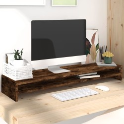 vidaXL Soporte monitor madera contrachapada roble ahumado 100x24x13 cm