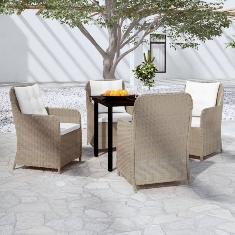 vidaXL Juego de comedor de jardín 5 piezas con cojines marrón