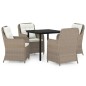 vidaXL Juego de comedor de jardín 5 piezas con cojines marrón