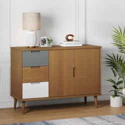 vidaXL Aparador MOLDE madera maciza de pino marrón 113x40x80 cm