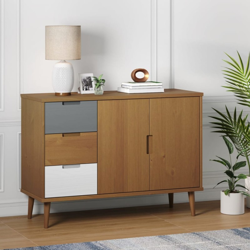 vidaXL Aparador MOLDE madera maciza de pino marrón 113x40x80 cm