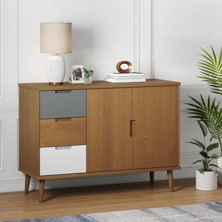 vidaXL Aparador MOLDE madera maciza de pino marrón 113x40x80 cm