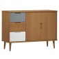 vidaXL Aparador MOLDE madera maciza de pino marrón 113x40x80 cm