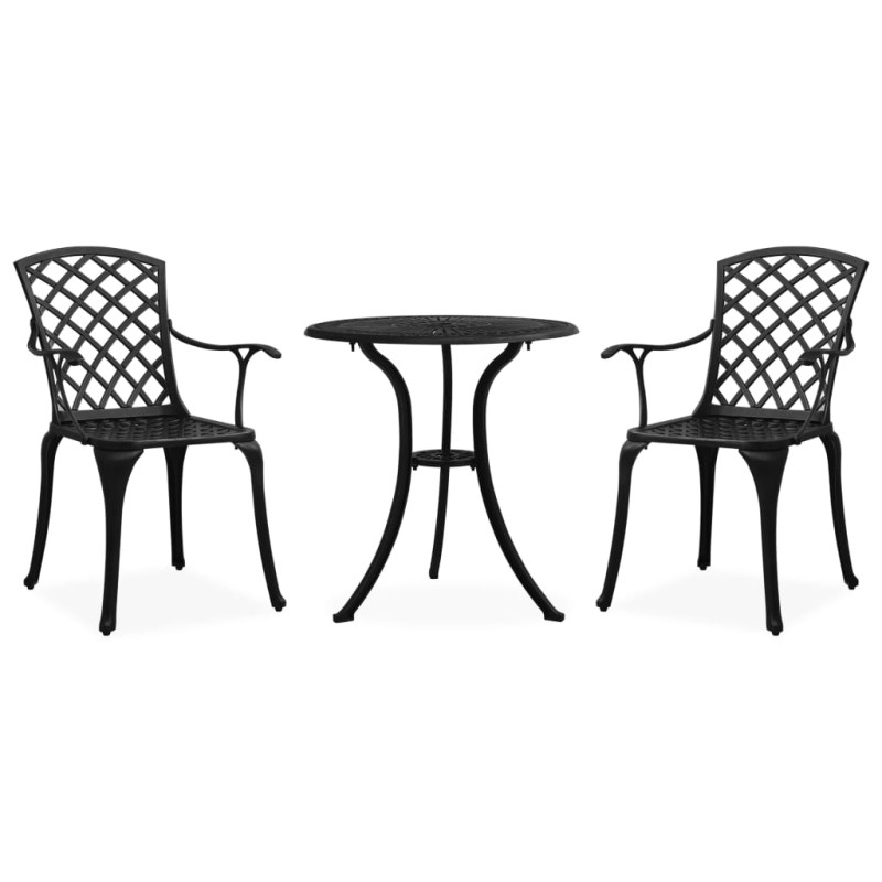 vidaXL Mesa y sillas de bistró 3 piezas aluminio fundido negro vidaXL Mesa y sillas de bistró 3 piezas aluminio fundido negro