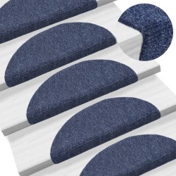 vidaXL Alfombrilla de escaleras 15 uds tela punzonada azul 56x17x3 cm