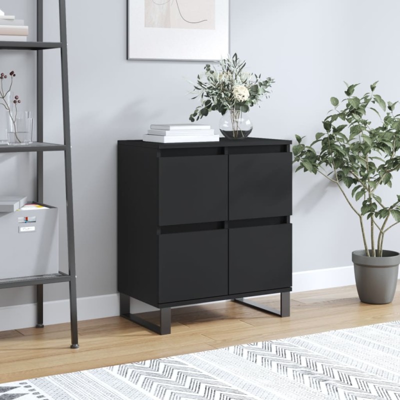 vidaXL Aparador de madera contrachapada negro 60x35x70 cm
