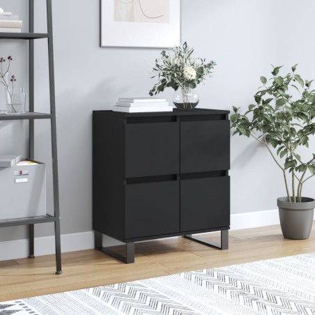 vidaXL Aparador de madera contrachapada negro 60x35x70 cm