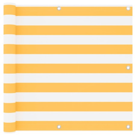 vidaXL Toldo para balcón tela oxford blanco y amarillo 90x600 cm
