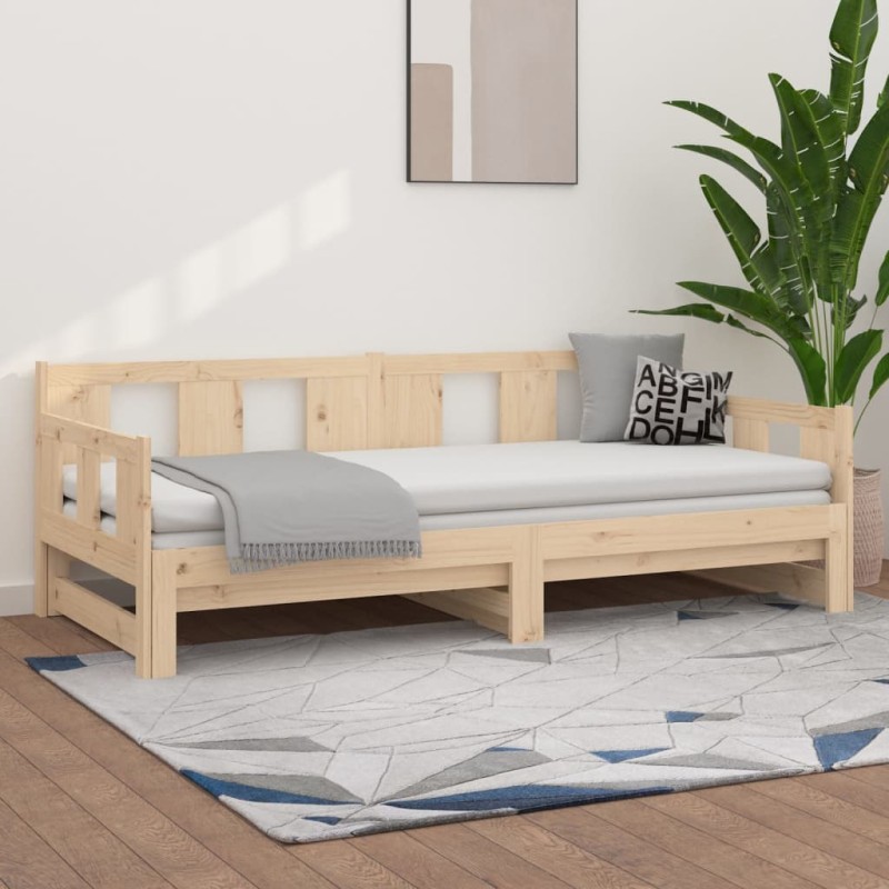 vidaXL Sofá cama extraíble madera maciza de pino 2x(90x190) cm
