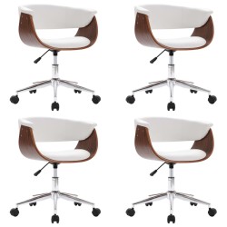 vidaXL Sillas de comedor giratorias 4 unidades cuero sintético blanco