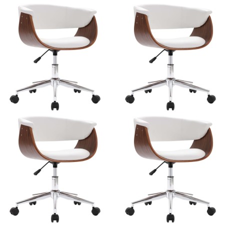 vidaXL Sillas de comedor giratorias 4 unidades cuero sintético blanco